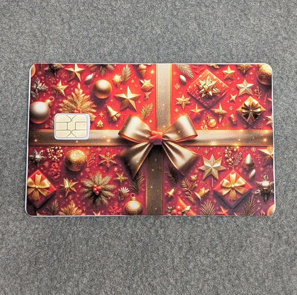 Red Present  Card Protector Sticker, Overlay, Decorative Only