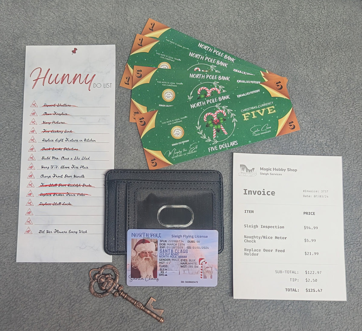 Santa’s Wallet & Key Set for Christmas Evidence Kit