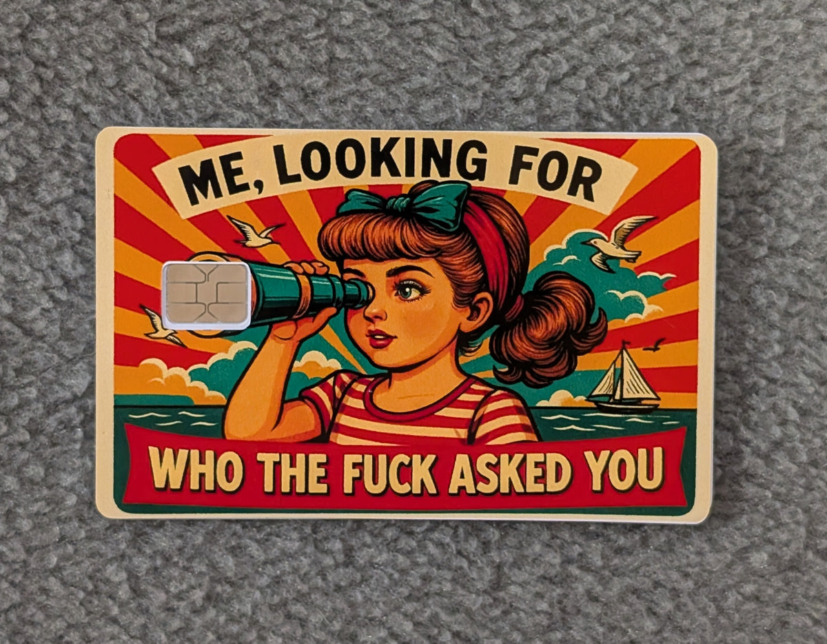 Looking for funny Card Protector Sticker, Overlay, Decorative Only