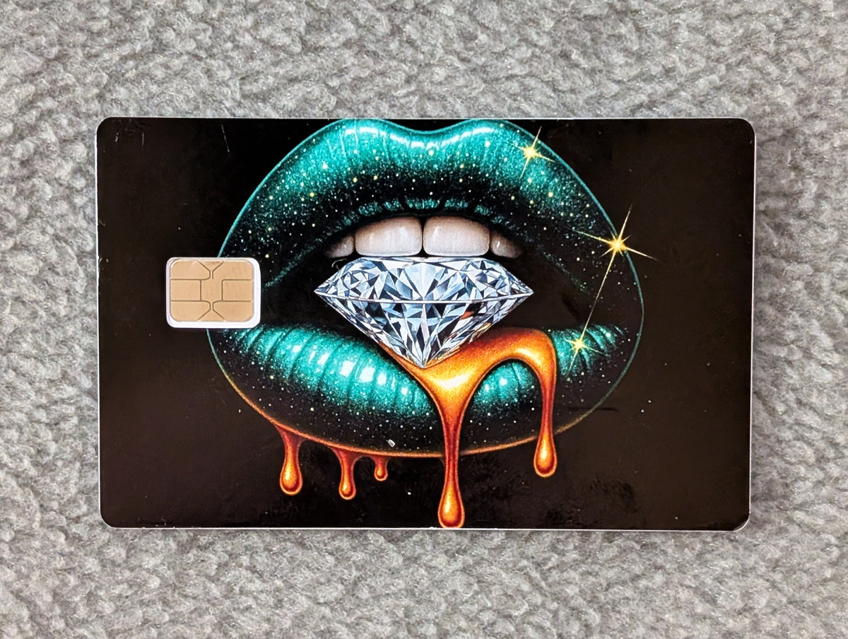 Diamond Gold Drip Card Protector Sticker, Overlay, Decorative Only