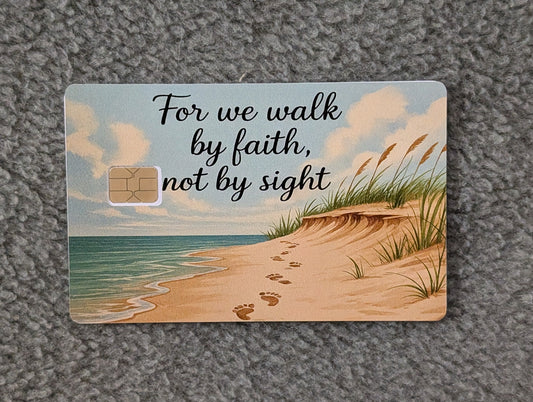 Footsteps in the Sand Card Protector Sticker, Overlay, Decorative Only