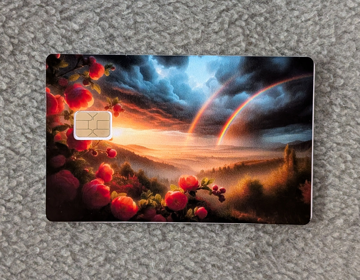 Double Rainbow Card Protector Sticker, Overlay, Decorative Only