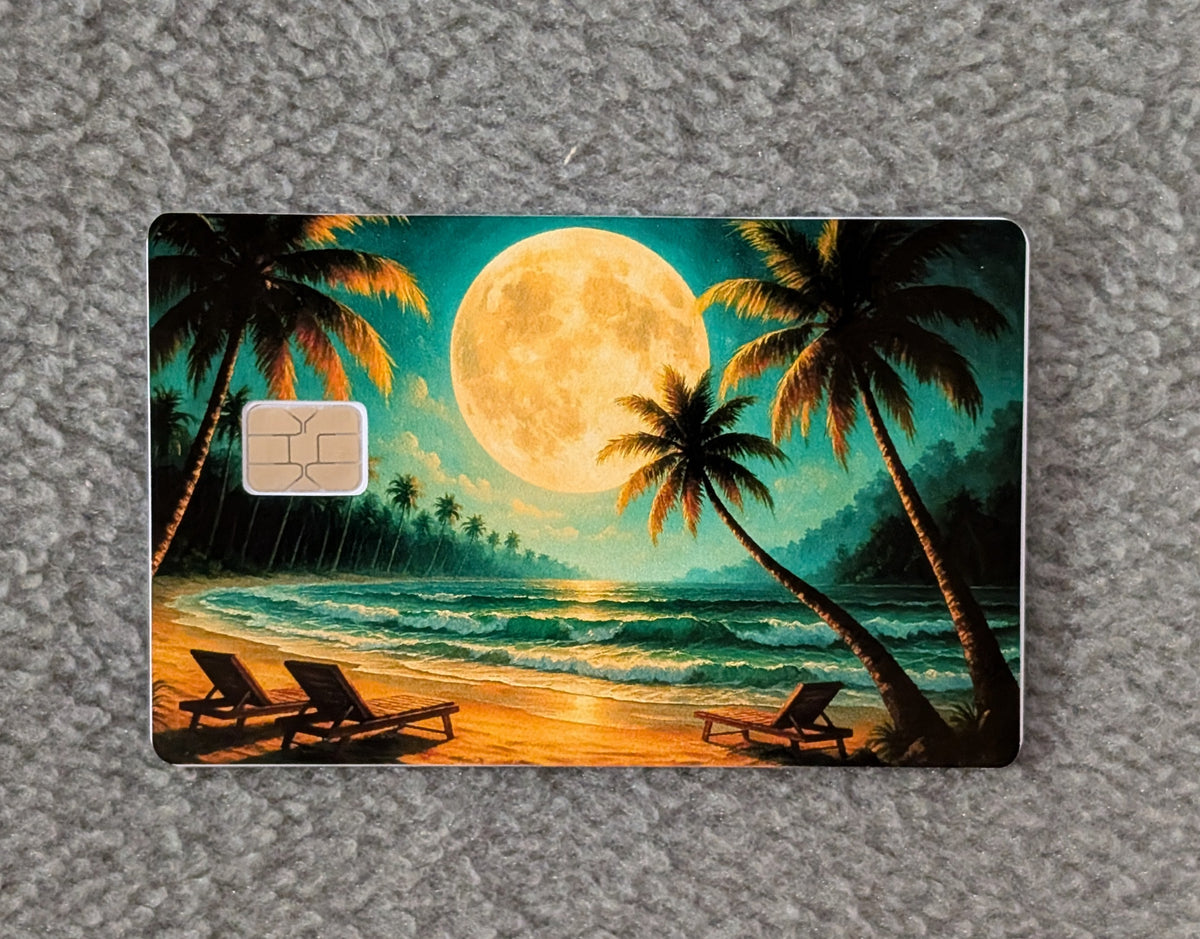 Late Night Beach View Card Protector Sticker, Overlay, Decorative Only