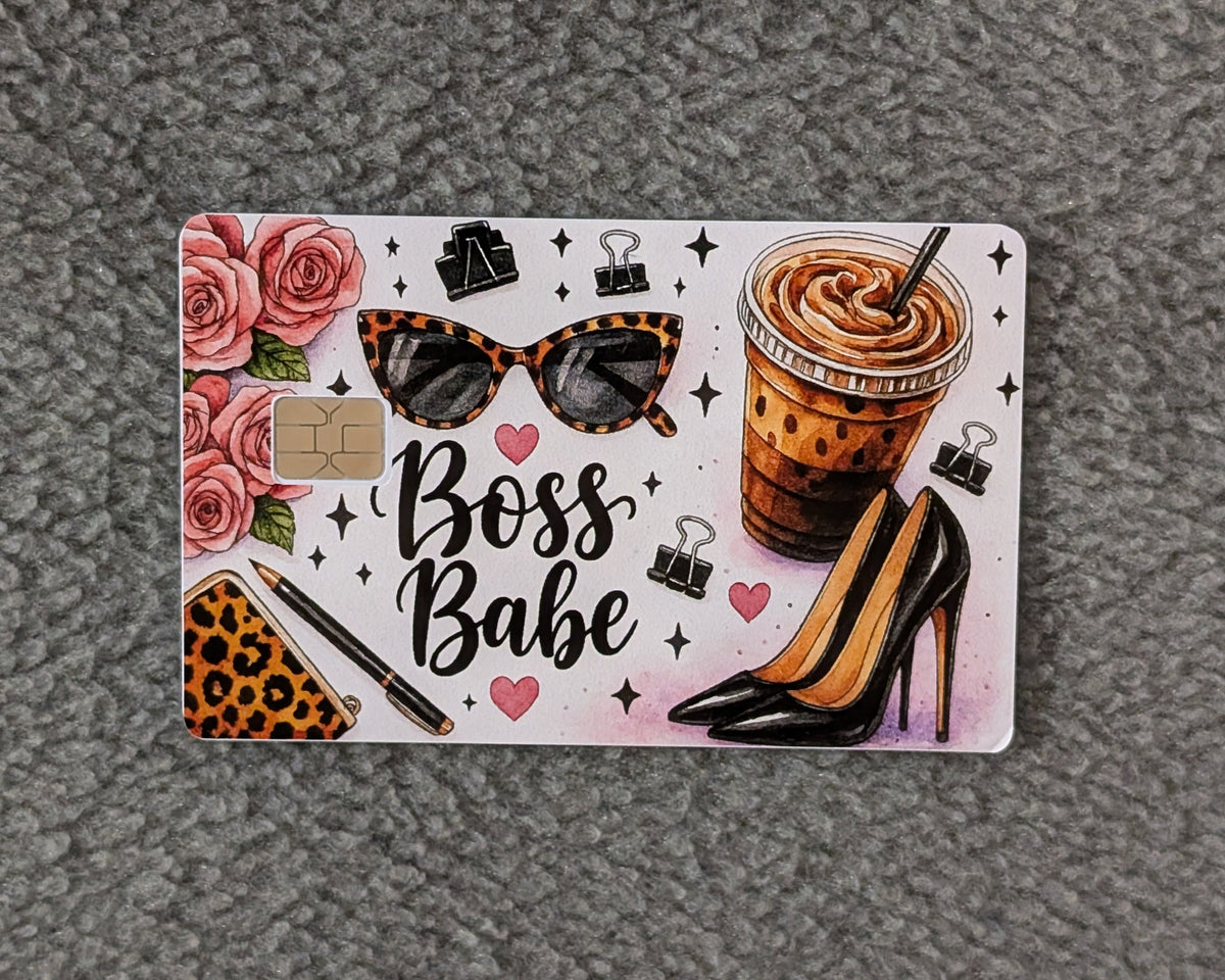 Boss Babe Card Protector Sticker, Overlay, Decorative Only