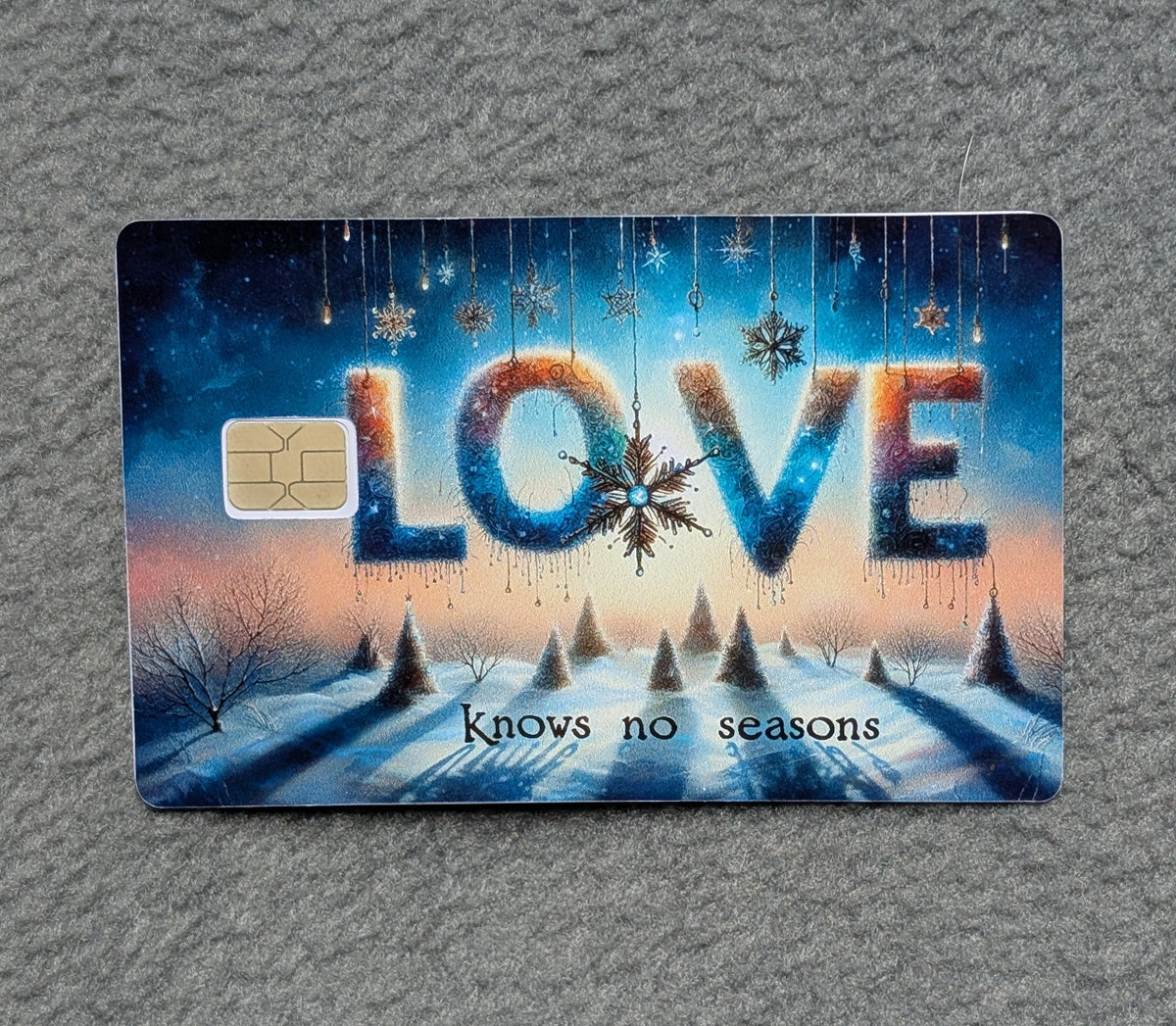 Winter Love Card Protector Sticker, Overlay, Decorative Only