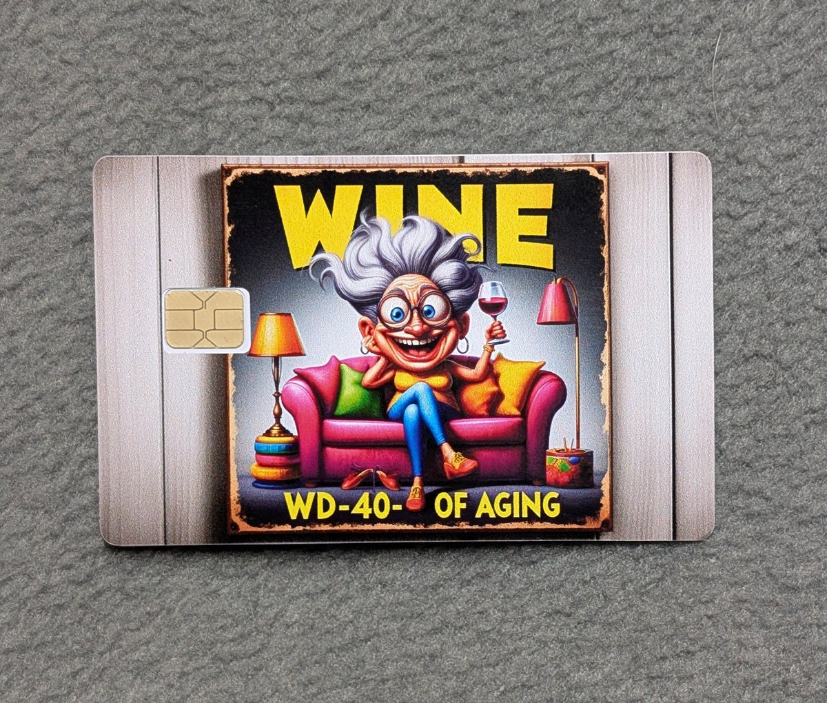 Grandma and her Wine Card Protector Sticker, Overlay, Decorative Only