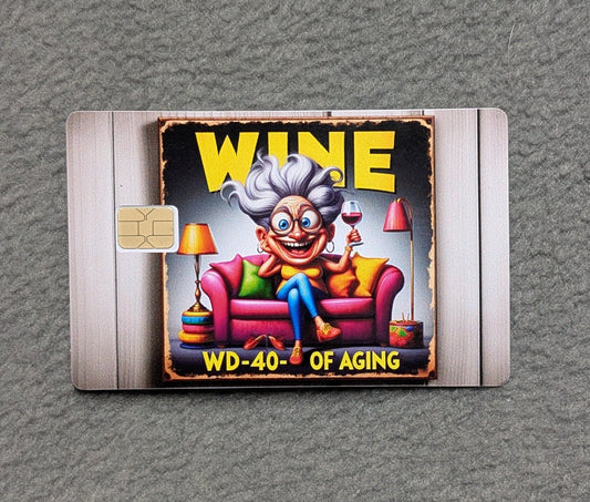 Grandma and her Wine Card Protector Sticker, Overlay, Decorative Only