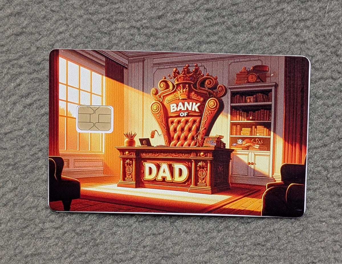 Bank of Dad Card Protector Sticker, Overlay, Decorative Only