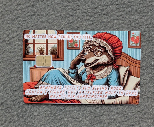 Wolf in Disguise Card Protector Sticker, Overlay, Decorative Only
