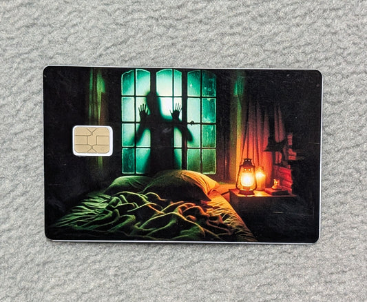 Ghost in Window scary  Card Protector Sticker, Overlay, Decorative Only
