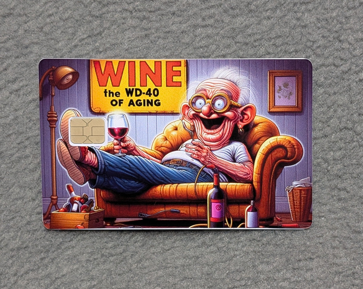 Grandpa with his Wine  Card Protector Sticker, Overlay, Decorative Only