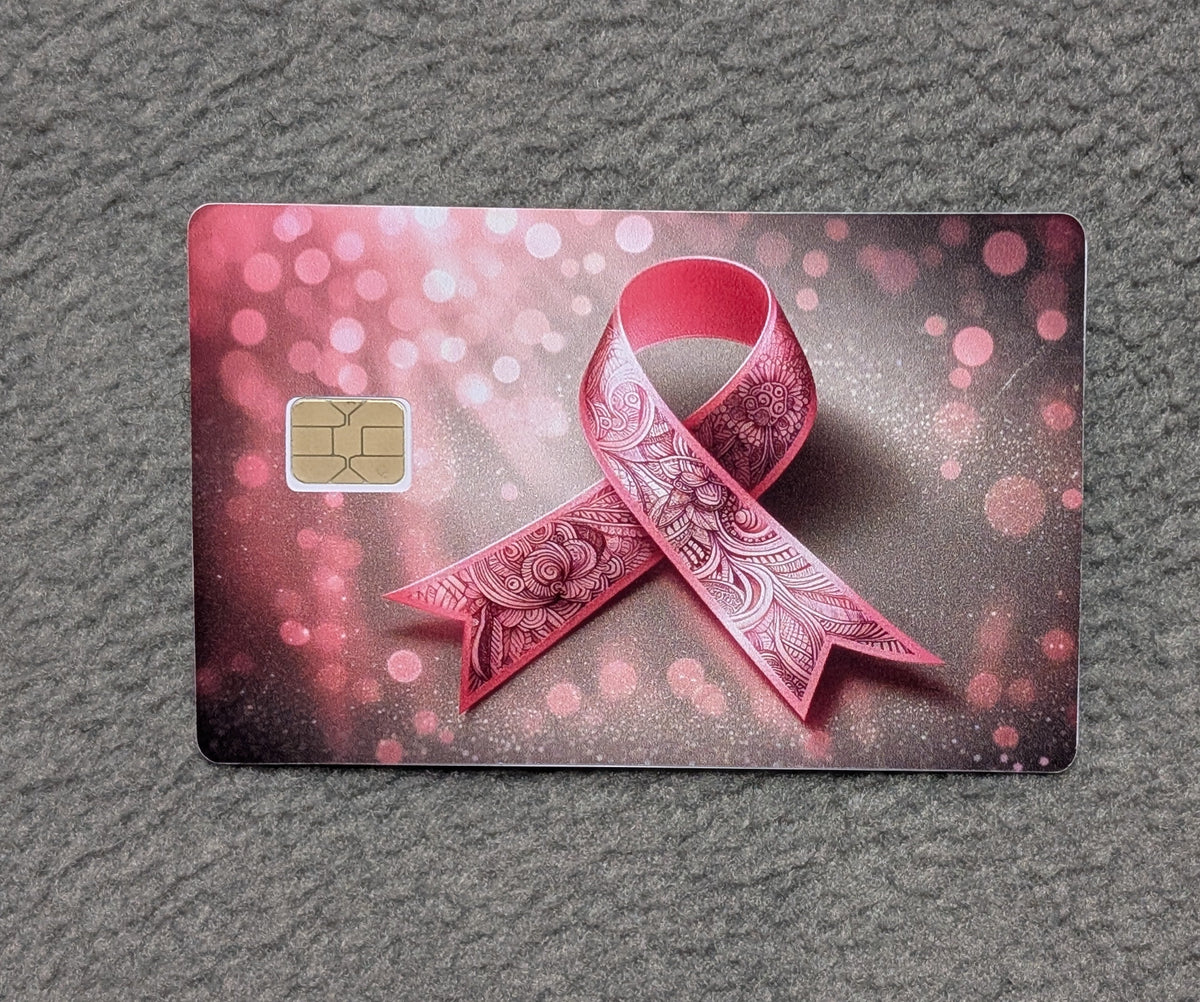 Breast Cancer Awareness Card Protector Sticker, Overlay, Decorative Only