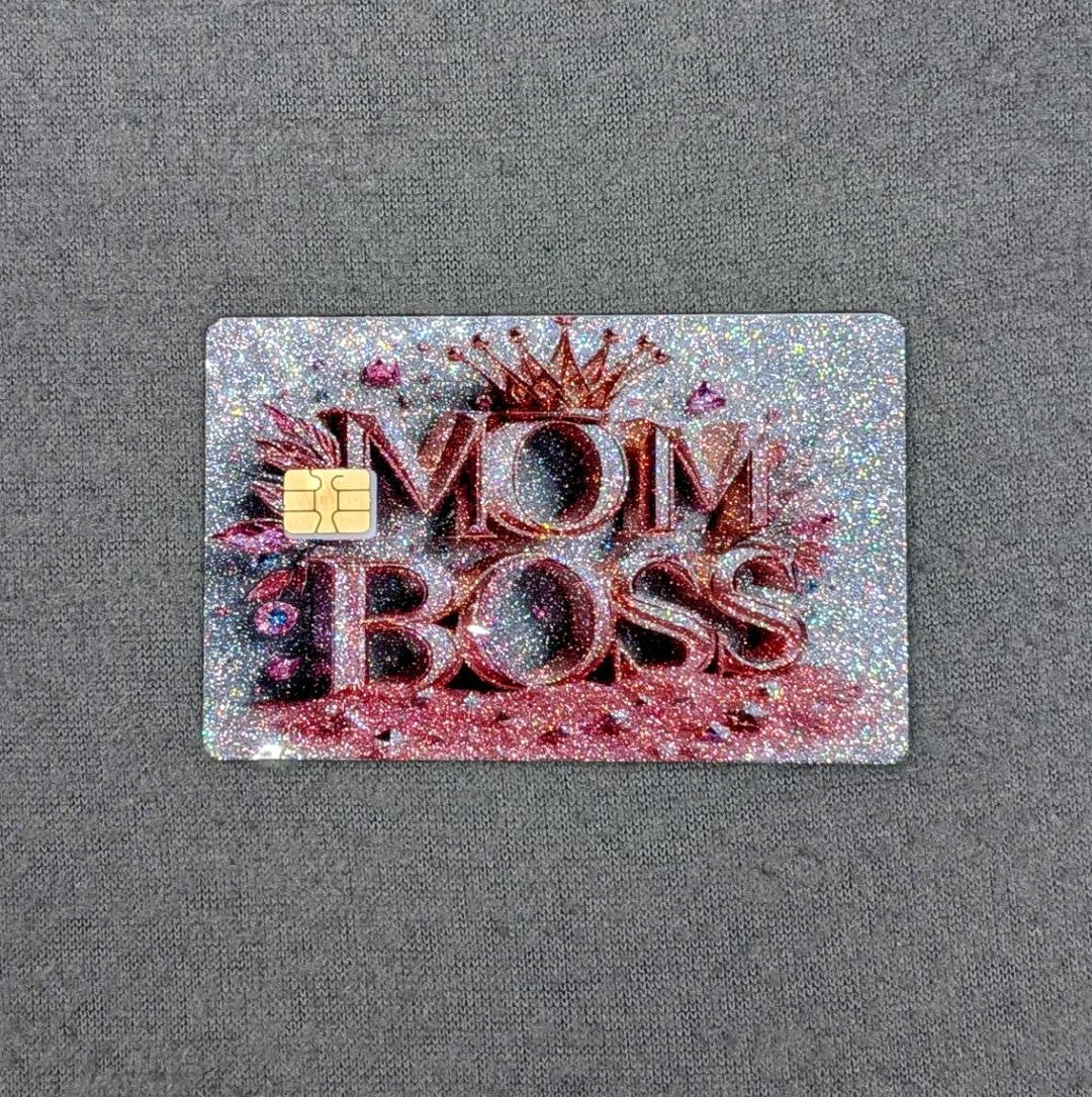 Mom Boss Glitter Credit Debit Card Sticker, Skin, Cover – Bakers Rock 