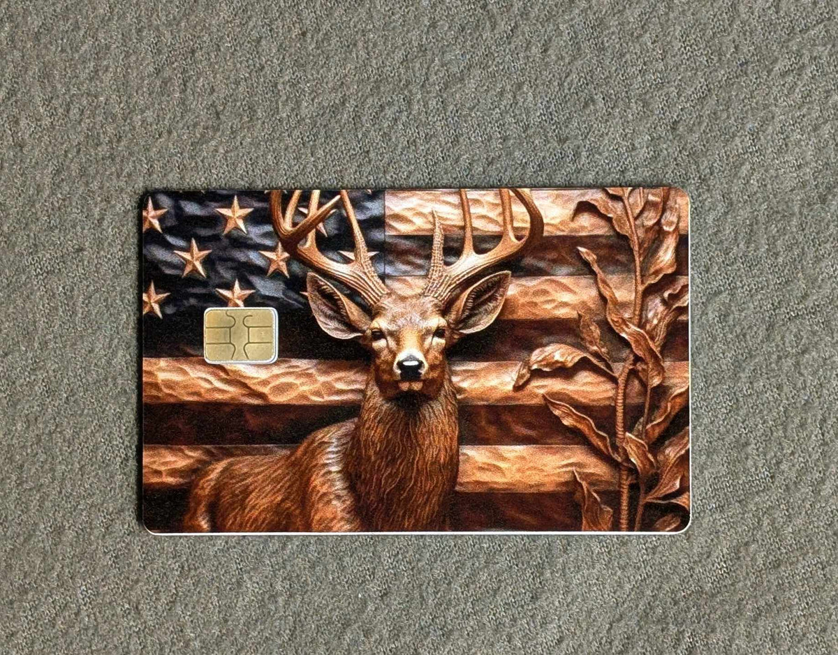 Rustic American Buck Card Protector Sticker, Overlay, Decorative Only