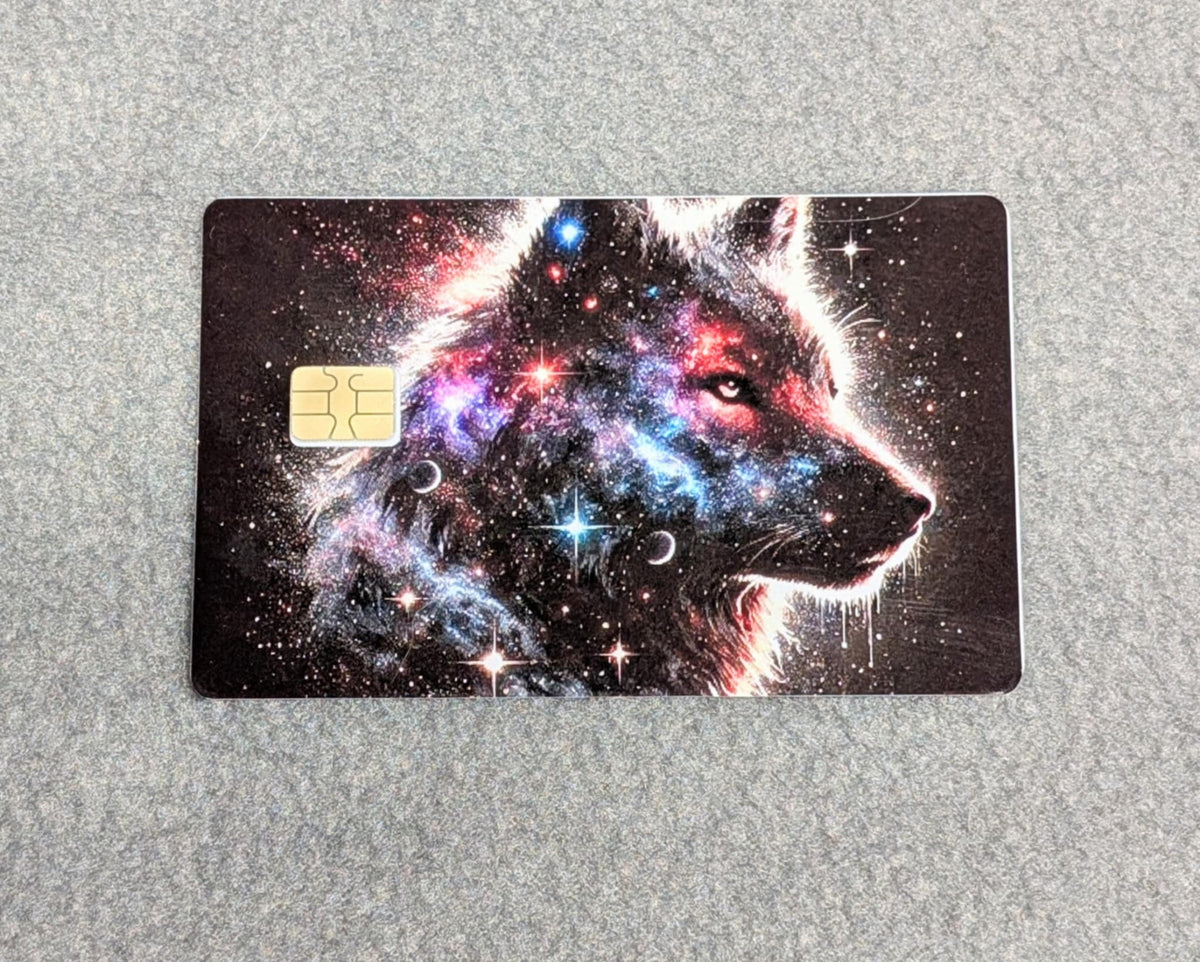 Celestial Wolf Card Protector Sticker, Overlay, Decorative Only