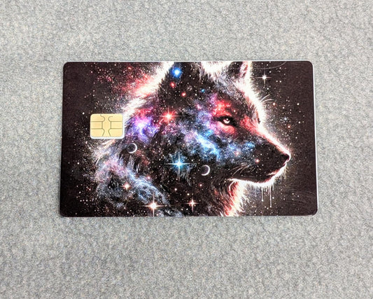 Celestial Wolf Card Protector Sticker, Overlay, Decorative Only