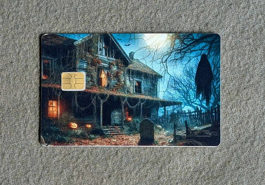 Haunted House Card Protector Sticker, Overlay, Decorative Only