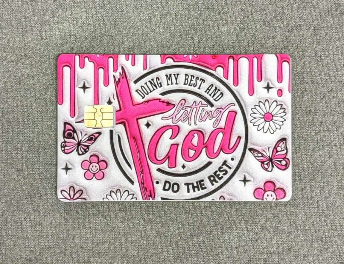 Letting God do the Rest Card Protector Sticker, Overlay, Decorative Only